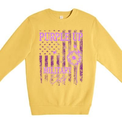 Purple Up For Military Child Month Dandelion Sparkle Flag Premium Crewneck Sweatshirt