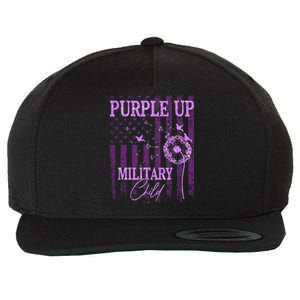 Purple Up For Military Child Month Dandelion Sparkle Flag Wool Snapback Cap