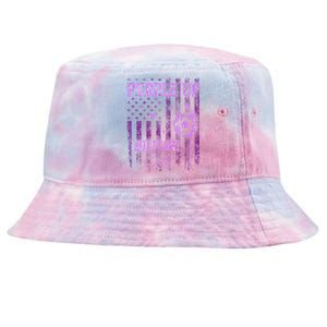 Purple Up For Military Child Month Dandelion Sparkle Flag Tie-Dyed Bucket Hat