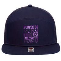 Purple Up For Military Child Month Dandelion Sparkle Flag 7 Panel Mesh Trucker Snapback Hat