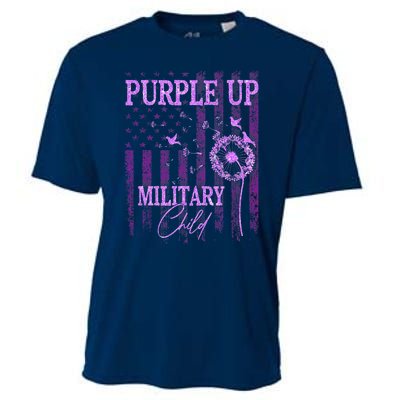 Purple Up For Military Child Month Dandelion Sparkle Flag Cooling Performance Crew T-Shirt