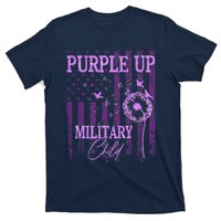 Purple Up For Military Child Month Dandelion Sparkle Flag T-Shirt