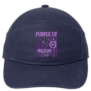 Purple Up For Military Child Month Dandelion Sparkle Flag 7-Panel Snapback Hat