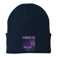 Purple Up For Military Child Month Dandelion Sparkle Flag Knit Cap Winter Beanie