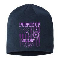 Purple Up For Military Child Month Dandelion Sparkle Flag Sustainable Beanie