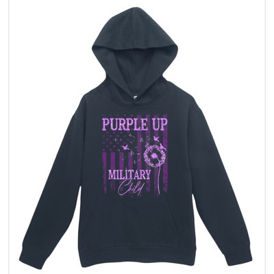 Purple Up For Military Child Month Dandelion Sparkle Flag Urban Pullover Hoodie