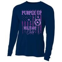 Purple Up For Military Child Month Dandelion Sparkle Flag Cooling Performance Long Sleeve Crew