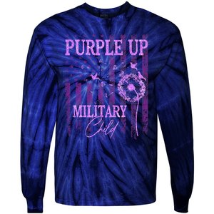 Purple Up For Military Child Month Dandelion Sparkle Flag Tie-Dye Long Sleeve Shirt