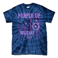 Purple Up For Military Child Month Dandelion Sparkle Flag Tie-Dye T-Shirt