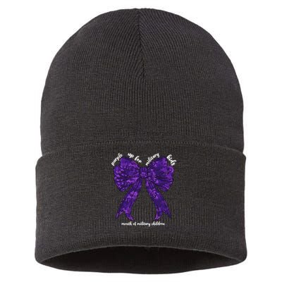 Purple Up For Military Month Of Military Child Coquette Sustainable Knit Beanie