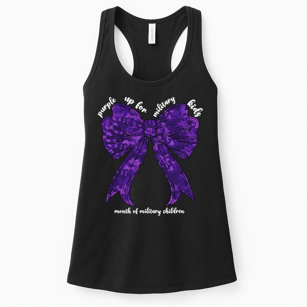 Purple Up For Military Month Of Military Child Coquette Womens Tank Top