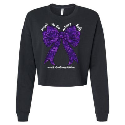 Purple Up For Military Month Of Military Child Coquette Cropped Pullover Crew