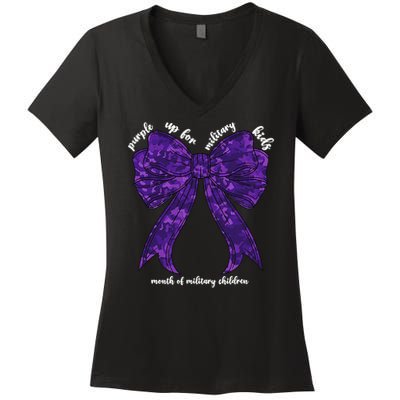 Purple Up For Military Month Of Military Child Coquette Women's V-Neck T-Shirt
