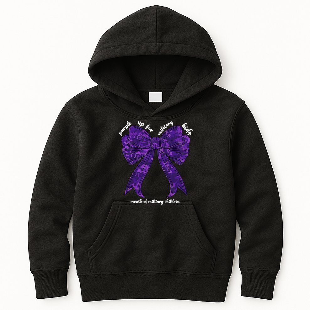 Purple Up For Military Month Of Military Child Coquette Kids Hoodie