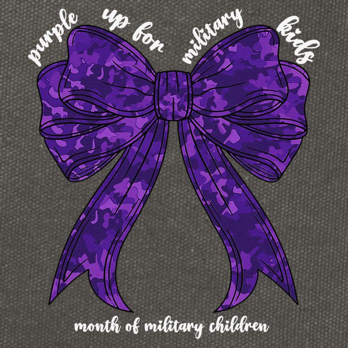 Purple Up For Military Month Of Military Child Coquette Cotton Canvas Backpack