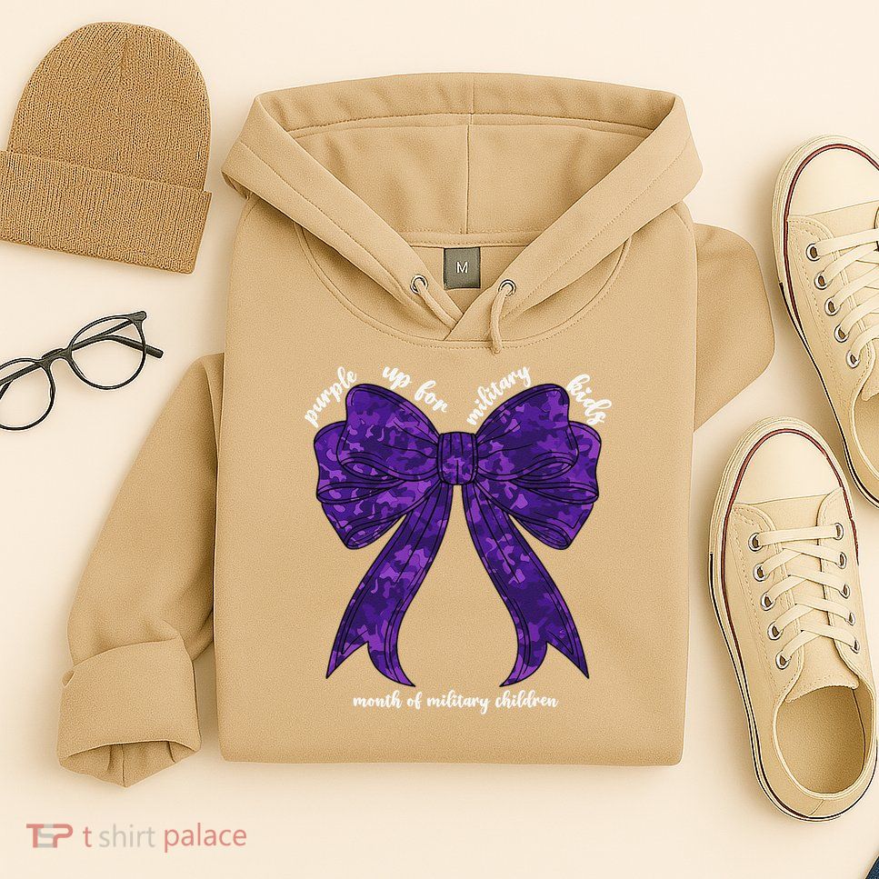 Purple Up For Military Month Of Military Child Coquette Hoodie