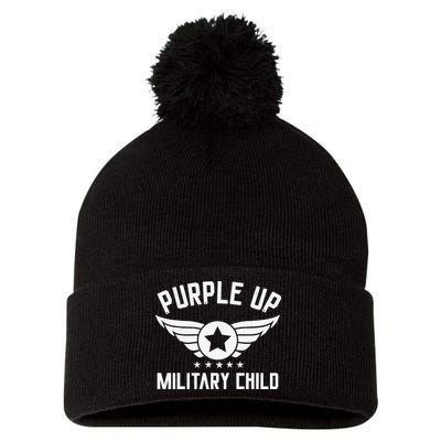 Purple Up For Military Military Child Month Pom Pom 12in Knit Beanie