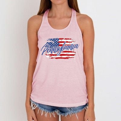 Pennsylvania Us Funny Women's Knotted Racerback Tank