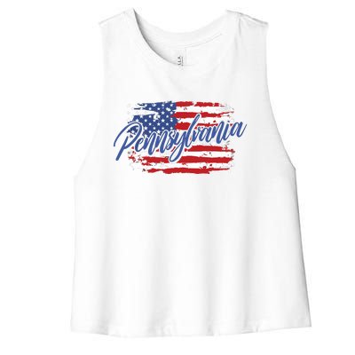 Pennsylvania Us Funny Women's Racerback Cropped Tank