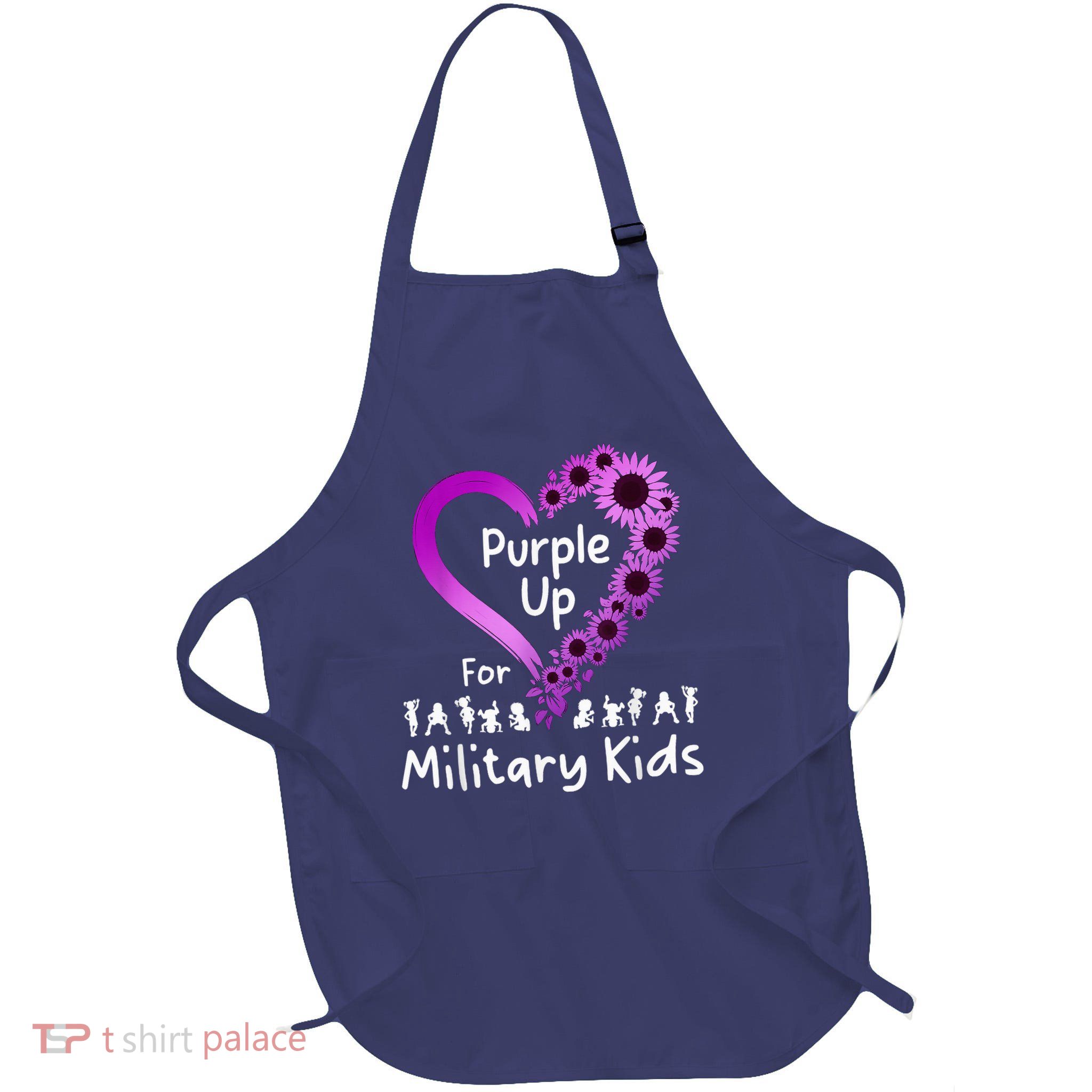 Purple Up For Military Sunflower Military Child Month Full-Length Apron With Pockets