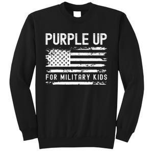 Purple Up For Military Child Month Usa Flag Tall Sweatshirt