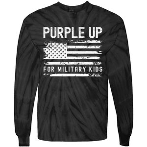 Purple Up For Military Child Month Usa Flag Tie-Dye Long Sleeve Shirt