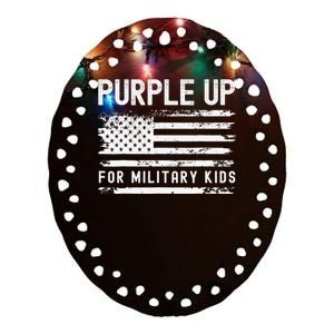 Purple Up For Military Child Month Usa Flag Ceramic Oval Ornament