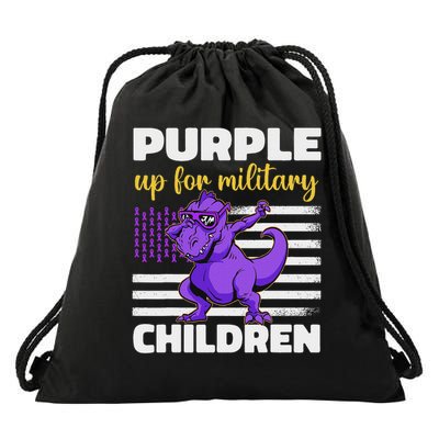 Purple Up For Military Month Of The Military Children Drawstring Bag