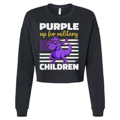 Purple Up For Military Month Of The Military Children Cropped Pullover Crew