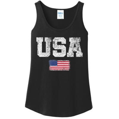 Patriotic Usa Flag 4th Of July Ladies Essential Tank