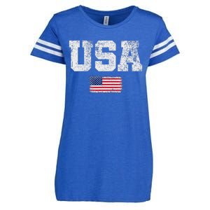 Patriotic Usa Flag 4th Of July Enza Ladies Jersey Football T-Shirt