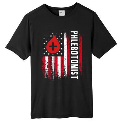 Phlebotomist US Flag Syringe Blood Veins Phlebotomy Tech Tall Fusion ChromaSoft Performance T-Shirt