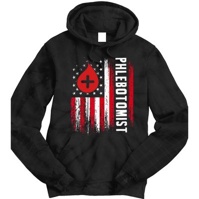 Phlebotomist US Flag Syringe Blood Veins Phlebotomy Tech Tie Dye Hoodie