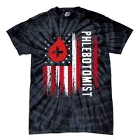 Phlebotomist US Flag Syringe Blood Veins Phlebotomy Tech Tie-Dye T-Shirt