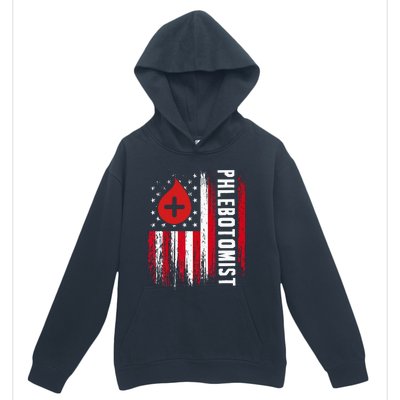 Phlebotomist US Flag Syringe Blood Veins Phlebotomy Tech Urban Pullover Hoodie