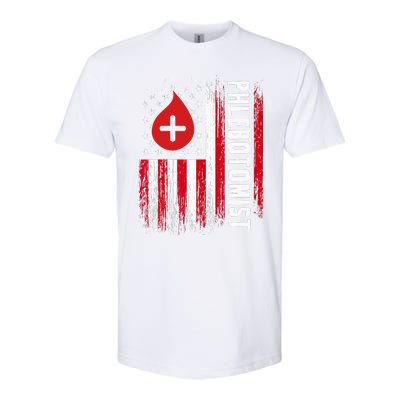 Phlebotomist US Flag Syringe Blood Veins Phlebotomy Tech Softstyle® CVC T-Shirt