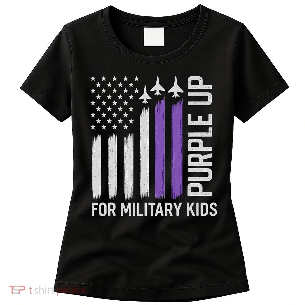 Purple Up For Military Flag USA Military Child Month  Women's T-Shirt