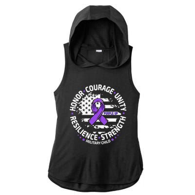 Purple Up For Military Month Of Military Ladies PosiCharge Tri-Blend Wicking Draft Hoodie Tank