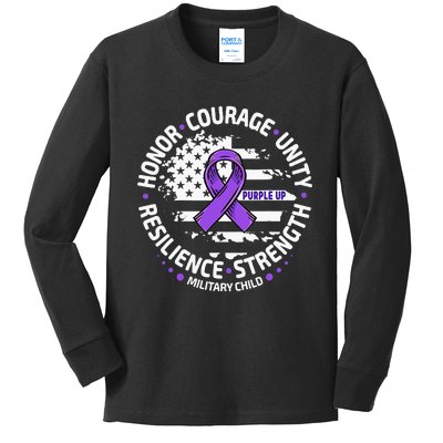 Purple Up For Military Month Of Military Kids Long Sleeve Shirt