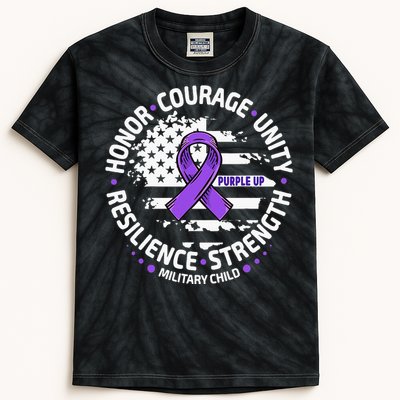 Purple Up For Military Month Of Military Kids Tie-Dye T-Shirt