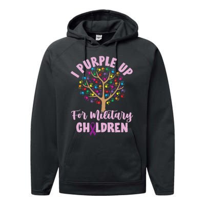 Purple Up For Military Children Tree Month Of Military Child Performance Fleece Hoodie