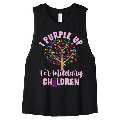 Purple Up For Military Children Tree Month Of Military Child Women's Racerback Cropped Tank