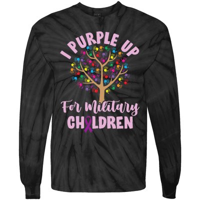 Purple Up For Military Children Tree Month Of Military Child Tie-Dye Long Sleeve Shirt