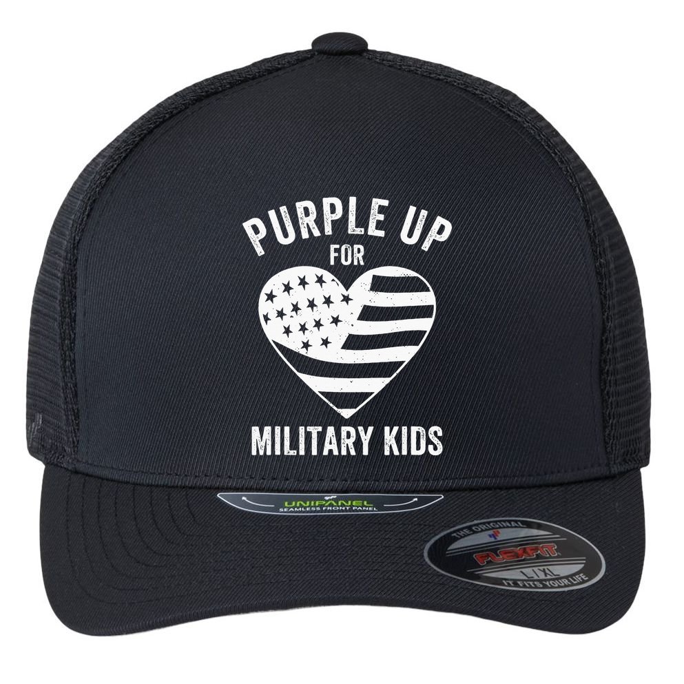 Purple Up For Military Child Month Flexfit Unipanel Trucker Cap