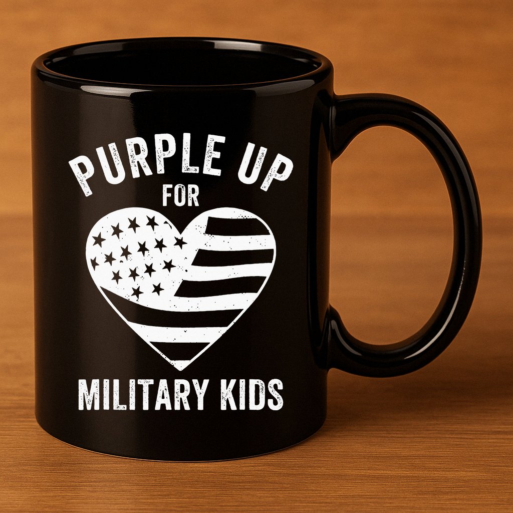 Purple Up For Military Child Month 11oz C Handle Ceramic Mug