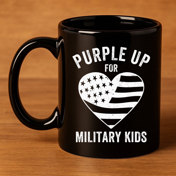 Purple Up For Military Child Month 11oz C Handle Ceramic Mug