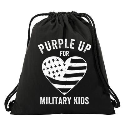 Purple Up For Military Child Month Drawstring Bag
