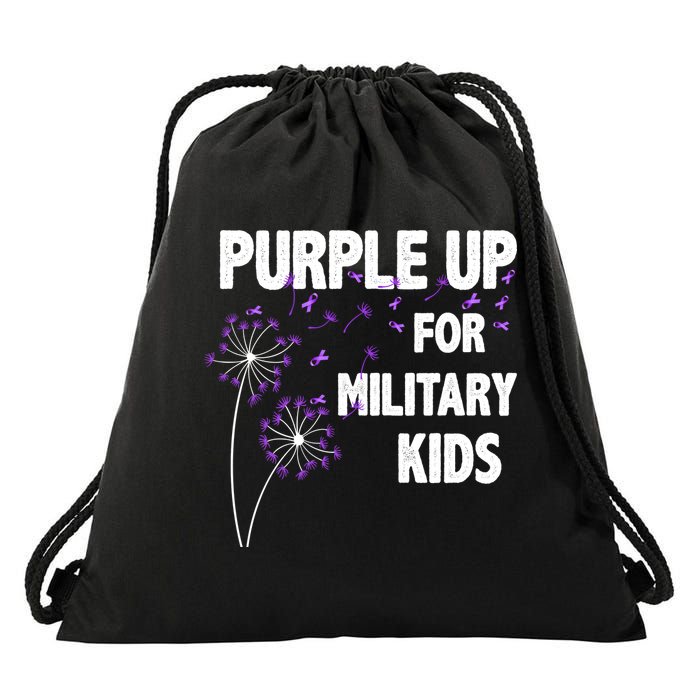 Purple Up For Military Child Month Drawstring Bag
