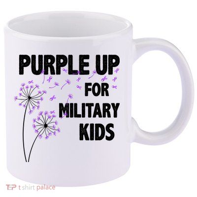 Purple Up For Military Child Month 11oz C Handle Ceramic Mug