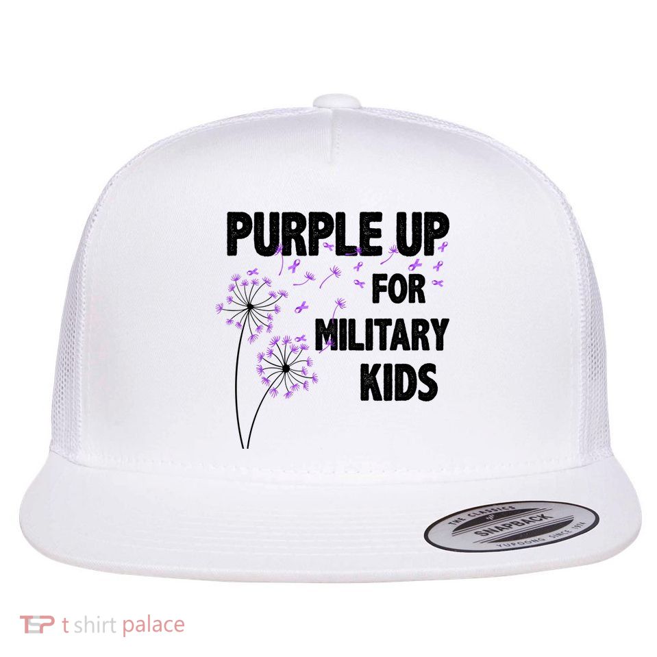 Purple Up For Military Child Month Flat Bill Trucker Hat